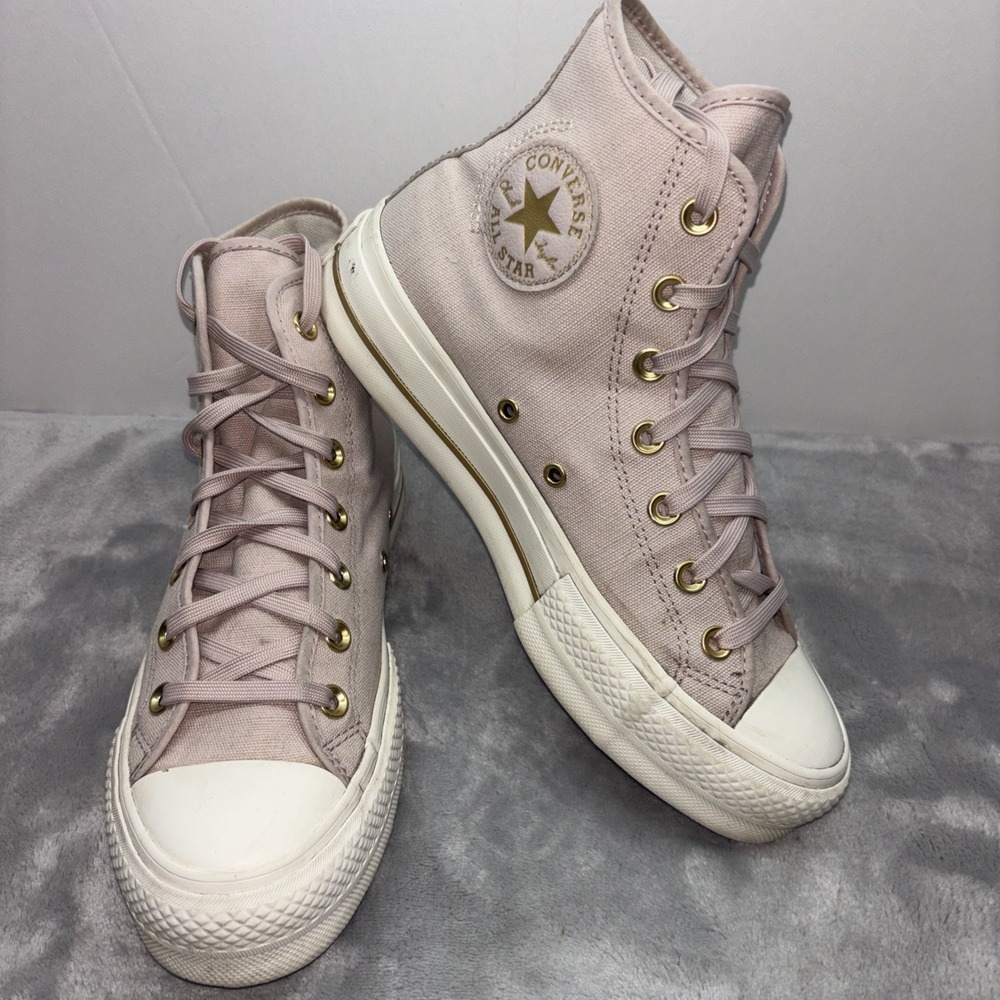 Converse Chuck Taylor All Star Lift High Top Pink Gold Platform Sneakers A10431C
